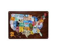Targa con mappa degli Stati Uniti d'America, targa in metallo, per casa, soggiorno, veranda, regali, decorazione da parete, per capannone, ufficio, artigianato, stanza, soggiorno, 30,5 x 20,3 cm