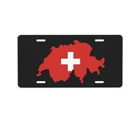 Targa con mappa del territorio a Svizzera per la parte anteriore 'auto Targhe per auto in metallo da 6x12 pollici Targhe per auto Vanity Novità Decorazione per auto