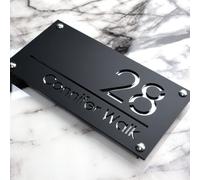 Targa con numero civico 3D galleggiante per esterni, personalizzabile con numero civico, per esterni, indirizzo, parete, nome della stanza, decorazione (nero + argento)