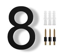 Targa con numero civico galleggiante da 20,3 cm, moderna targa 3D in acrilico per porte esterne, uso in strada o in giardino, finitura nera, con viti M8 e spazio (2)