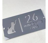 Targa con numero civico in acrilico personalizzata, targa per numero civico per esterni, moderna targa per indirizzi esterni (grigio argento, 50 x 25 cm)