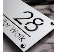 Targa con numero civico personalizzato con taglio laser, personalizzabile con numero civico residenziale, moderno, per casa, esterni, 3D, in acrilico, personalizzabile (bianco nero)