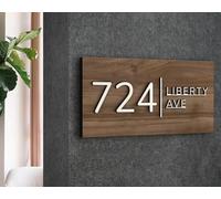 Targa con numero civico personalizzato in legno 3D con numero civico, decorazione da parete, targhetta per porta in legno, targa per indirizzi esterni (40 x 25 cm)