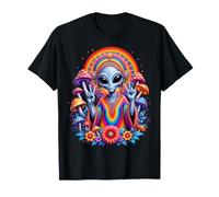 Targa con Scritta «Alien Peace» in Stile Hippie Boho, Tinta Unita Maglietta