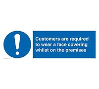 Targa con scritta "Customers are required to wear a face covering while on the premiseseses", 600 x 200 mm, L62
