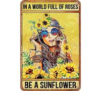 Targa Con Stampe Nostalgica Targhe Metallo Decorative Poster Metallo Per Murale Club Cucina 20x30 cm Poster Divertente In Un Mondo Pieno Di Rose Sii Un Girasole