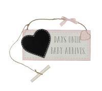 Targa Countdown Appesa Rosa '.... Giorni Fino All'Arrivo Del Bambino' Con Gesso