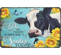 Targa Cow Sunflower Premium Be The Reason Someone Smiles Today Premium Cartello Divertente Targhetta Per Pub Giardino Negozi Dormitorio M
