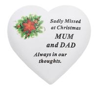 Targa Cuore Memoriale Di Natale Con Dettaglio Di Poinsettia - Mamma E Papà