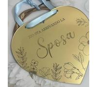 Targa Cuore Personalizzata in Plexiglass Specchiato Oro/Argento/Rosa Gold - Regalo Romantico per Matrimonio, Anniversario, San Valentino - 25x25 cm