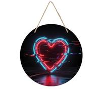 Targa da appendere a forma di cuore al neon con errori di benvenuto, per porta d'ingresso, decorazione da parete divertente, in legno, rustica e minimalista, decorazione da parete in legno per portico