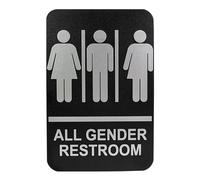 Targa da appendere alla parete con scritta "All Gender Toilette", per casa, bar, centro commerciale, colore argento