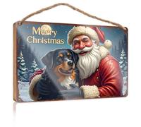 Targa da appendere alla parete, con scritta in inglese "Santa'S Jolly Journey: A Christmas Card With A Canine Companion", cartello da ufficio per scrivania, divertente cartello da appendere alla porta