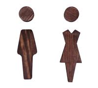 Targa da bagno in legno di pino for uomo e donna, marrone/bianco, 16,8x4,7 cm, 2 pz(#8)