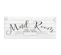 Targa da muro Stupell Industries Mud Room ""The Dirt Stops Here"" tipografia in bianco e nero effetto assi, 7 x 17 multicolore