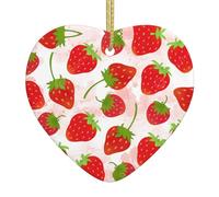 Targa da parete a forma di cuore in ceramica con fragola, regalo per amici, regalo di Natale felice per la casa