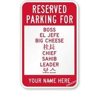 Targa da parete con scritta "Reserved Parking, Boss El Jefe Big Cheese .Chief Sahib Leader". [Your Metal Tin Signs Yard Sign Office Sign Outdoor & Indoor Safety Sign 20 X 30,5 cm