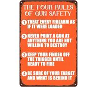 Targa da parete in alluminio con scritta "The Four Rules of Gun Safety Warning Vintage Metal Aluminum Tin Sign Door Signs Outdoor Home Cave Garage Bar Country Poster Club Wall Placca Decorativa Retro
