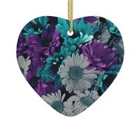 Targa da parete in ceramica con fiori viola e foglia di tè, da appendere, ideale come regalo per amici, regalo di Natale per la casa