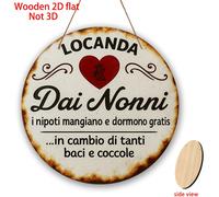 Targa da parete in legno 2D, design retrò da Dai Nonni, perfetta per decorare l' di una casa . Questo oggetto piatto 2D misura 8X8 pollici e è un'ottima idea regalo per Natale e Capodanno.