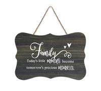 Targa da parete in legno con scritta "Family Today's Little Moments Become Tomorrow's Precious Memories", da appendere, in legno, stile rustico, per ufficio, decorazione per la casa, idea regalo, 15,2