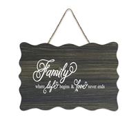Targa da parete in legno con scritta "Family Where Life Begins & Love Never Ends", da appendere, in legno, rustica, con frasi positive, poster per ufficio, decorazione per la casa, idea regalo, 15,2 x