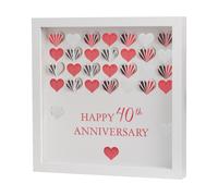 Targa Da Parete In MDF Bianco Con Cornice - 40° Anniversario Di Rubino