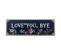 Targa da parete in metallo con messaggio "Love You, Bye", decorazione moderna e minimalista per la casa per le vacanze di Natale, ornamento robusto blu navy (M)