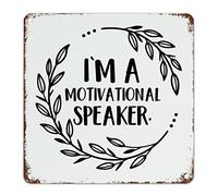Targa da parete in metallo con scritta in lingua inglese "I'm A Motivational Speaker" con citazione ispiratrice Bibbia Motto Targa in metallo Pittura in ferro Bibbia Uomini Decorazione per grotta