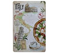 Targa da parete in metallo con scritta in lingua inglese "Italy Rome"