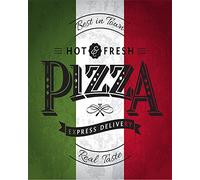 Targa da parete in metallo con scritta "Pizza Hot & Fresh Express Delivery", 15,2 x 20,3 cm