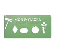 Targa da parete in metallo "Mon Ortager", 25 x 12,5 cm, in acciaio con vernice epossidica, resistente alle intemperie, decorazione esterna per giardino e terrazza, verde pallido