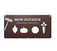 Targa da parete in metallo "Mon Ortager", 25 x 12,5 cm, in acciaio con vernice epossidica, resistente alle intemperie, decorazione esterna per giardino e terrazza, ferro invecchiato