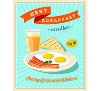 Targa da parete in metallo per colazione Cafe Bar Restaurant American Diner Kitchen Poster in metallo decorazione artistica da parete in latta 20 x 30 cm