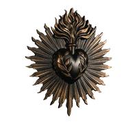 Targa da parete religiosa con cuori sacri, ornamento sacramentale, scultura da appendere alla parete per la casa, statua gotica artistica, per l'ingresso del portico dell'hotel, per la casa(Black)