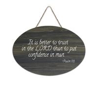 Targa da parete stampata in legno con scritta in inglese "It Is Better to Trust in The Lord Than to Put Confidence in Man" (lingua italiana non garantita)