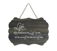 Targa da parete stampata in legno con scritta "Life Is Not Measured by The Breaths We Take But The Moments That Take Our Breath Away", 15,2 x 25,4 cm