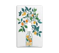 Targa da parete vintage in termoplastica per interruttore, motivo foglie arancioni, verde brillante, agrumi mandarini, decorazione primaverile