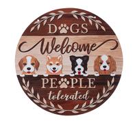 Targa da porta di TIAKI "Dogs Welcome - People Tolerated" - Ø 30 cm