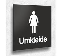 Targa da porta spogliatoio da donna, colore nero opaco, stampa UV, 12 x 12 cm, 3 mm, prodotto in Germania, art. A 2152