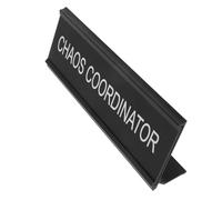 Targa da Scrivania per Mediatore, Coordinatore Caos, in Lega di Alluminio | Piastra l Testo Chiaro, Installazione Semplice, Nero, Stile Minimalista Elegante, per Scrivania Ufficio