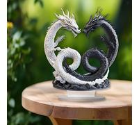 Targa da tavolo in acrilico 2D con motivo doppio drago, decorativa