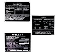 Targa Dati Dash In Alluminio Nero Set Di 3 Per Jeeps Willys Ford CJ2A CJ3A CJ3