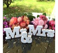 Targa decorativa autoportante in PVC con scritta in lingua inglese "For Mr and For Mrs", per anniversario e fotografia