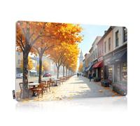Targa decorativa con ciondolo autunnale: una passeggiata lungo le strade colorate di una piccola città, cartello sarcastico divertente, decorazione per grotte degli uomini (30 x 40 cm)