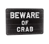 Targa decorativa con scritta in lingua inglese "Beware of Crab", 20,3 x 30,5 cm, stile vintage, per casa, camera, giardino, fattoria, divertente decorazione da parete