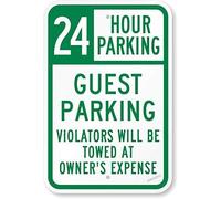Targa decorativa da parete con scritta in lingua inglese "24 Hour Parking - Guest Parking, Violators Towed", in metallo, cartello per cortile, ufficio, cartello di sicurezza per interni ed esterni, 20