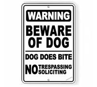 Targa decorativa da parete, con scritta in lingua inglese "Beware of Dog No Trespassing Warning", alla moda, chic, antiruggine, in metallo, cartello per cortile, ufficio, per interni ed esterni, 20 x