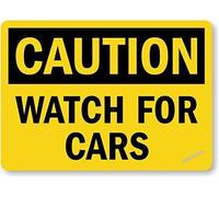 Targa decorativa da parete con scritta in lingua inglese "Caution: Watch Cars", cartello in metallo per cortile e ufficio, segnale di sicurezza per interni ed esterni, 20,3 x 30,5 cm