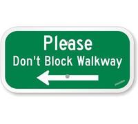 Targa decorativa da parete con scritta in lingua inglese "Please Don't Blockkway (with Left Arrow"), in metallo, per cortile, ufficio, per interni ed esterni, 20,3 x 30,5 cm